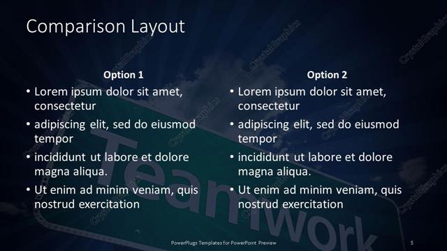 Comparison presentation slide layout