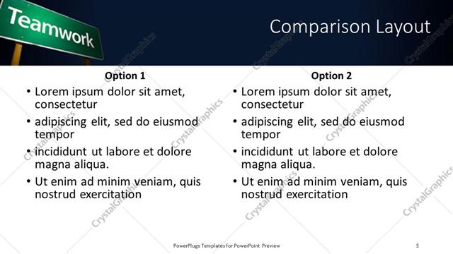 Comparison presentation slide layout