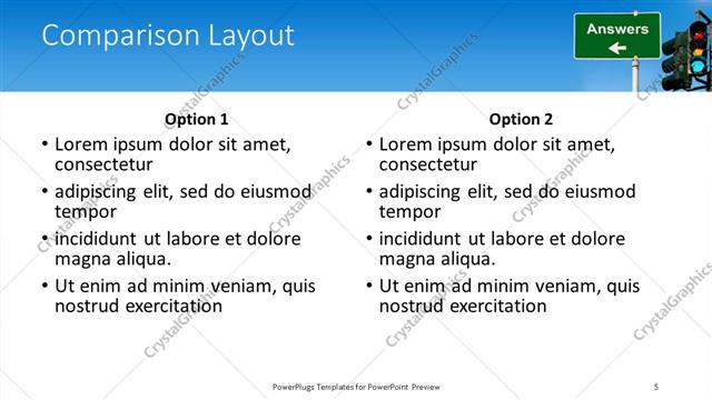 Comparison presentation slide layout