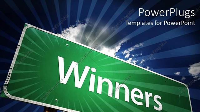  Presentation with clouds - A sign of winners with clouds in the background