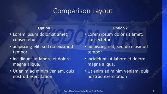 Comparison presentation slide layout