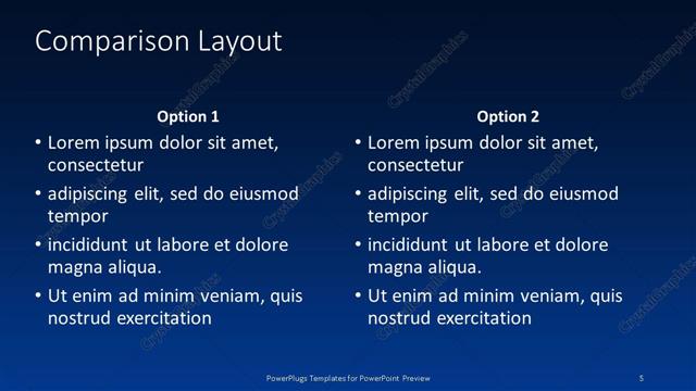 Comparison presentation slide layout