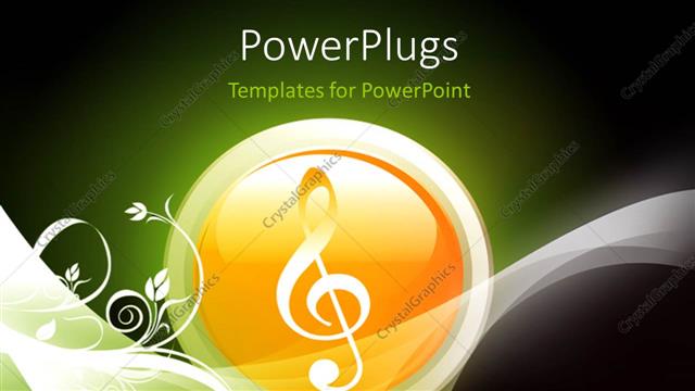  Presentation with yellow music - A sign in a yellow ball with greenish background