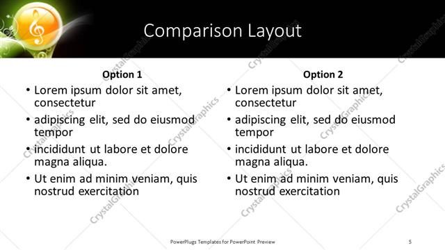 Comparison presentation slide layout