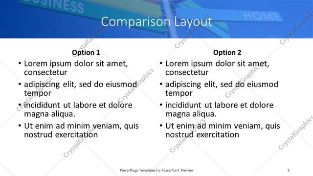 Comparison presentation slide layout
