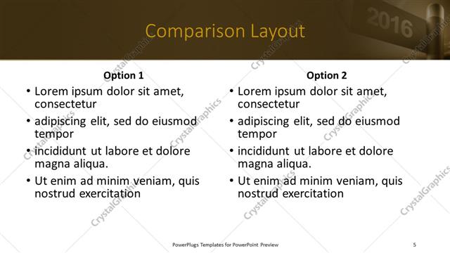 Comparison presentation slide layout