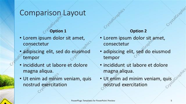Comparison presentation slide layout