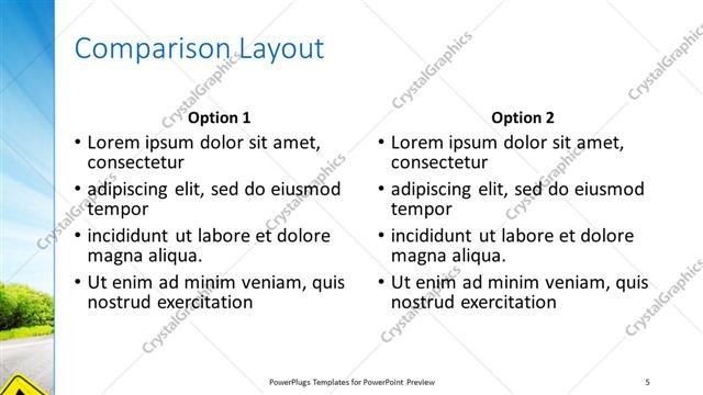 Comparison presentation slide layout