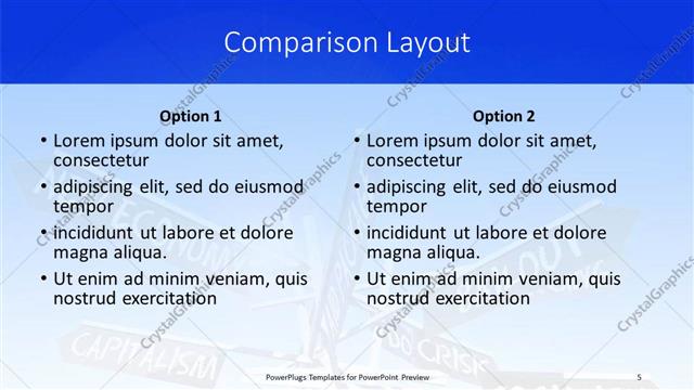 Comparison presentation slide layout