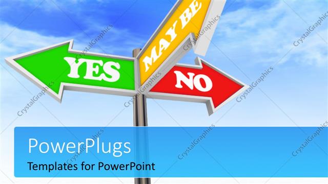  Presentation with blue sky - Signpost with Yes No or Maybe against a blue cloudy sky