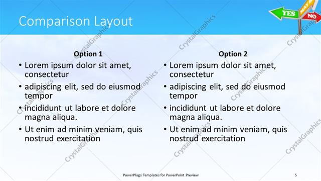 Comparison presentation slide layout