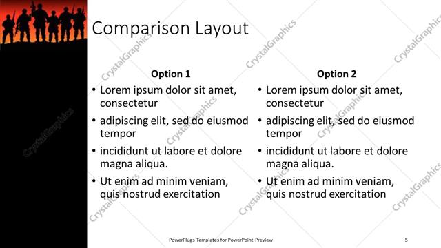 Comparison presentation slide layout