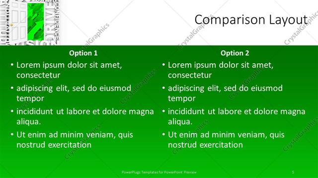 Comparison presentation slide layout