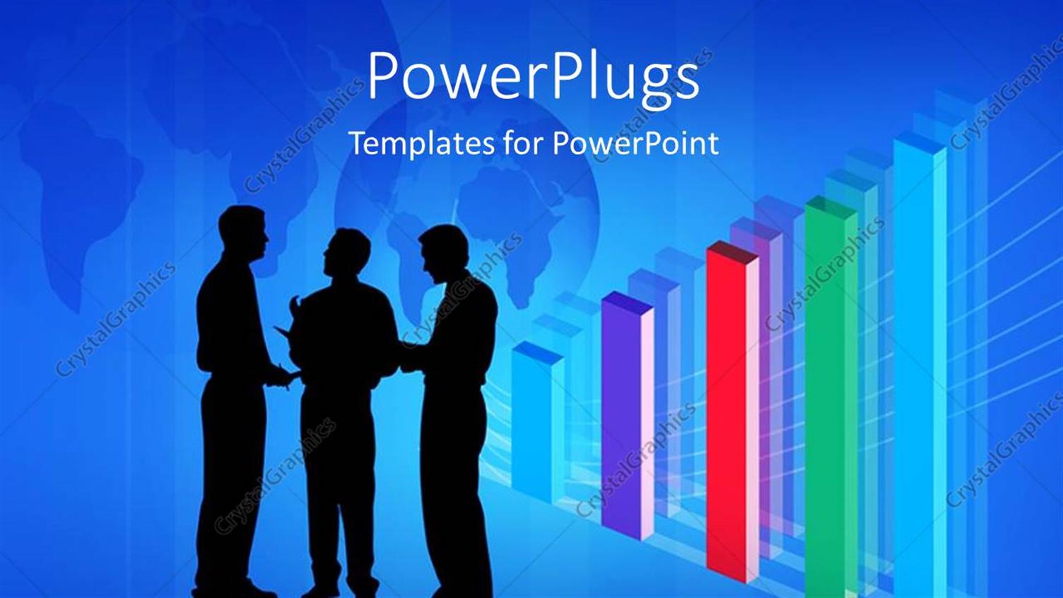 Featuring Silhouette of Business Men Interacting with Graphs in Background