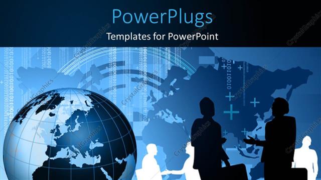  Presentation with shaking hands - Silhouette of business men shaking hands with globe over world map