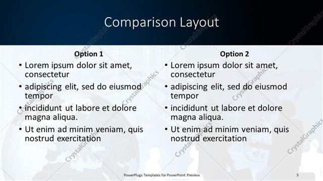 Comparison presentation slide layout