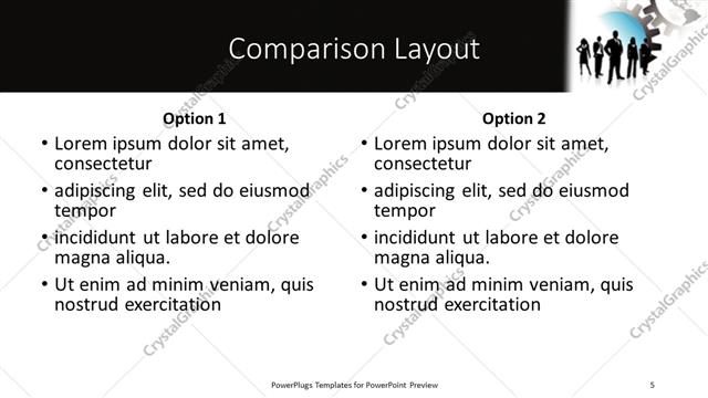 Comparison presentation slide layout