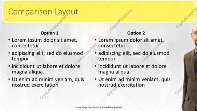 Comparison presentation slide layout
