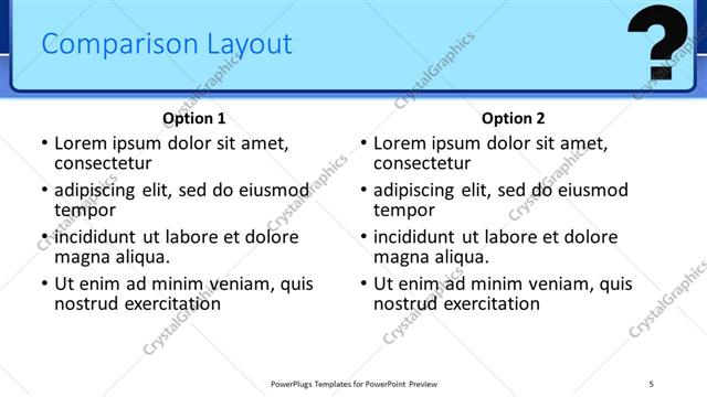 Comparison presentation slide layout