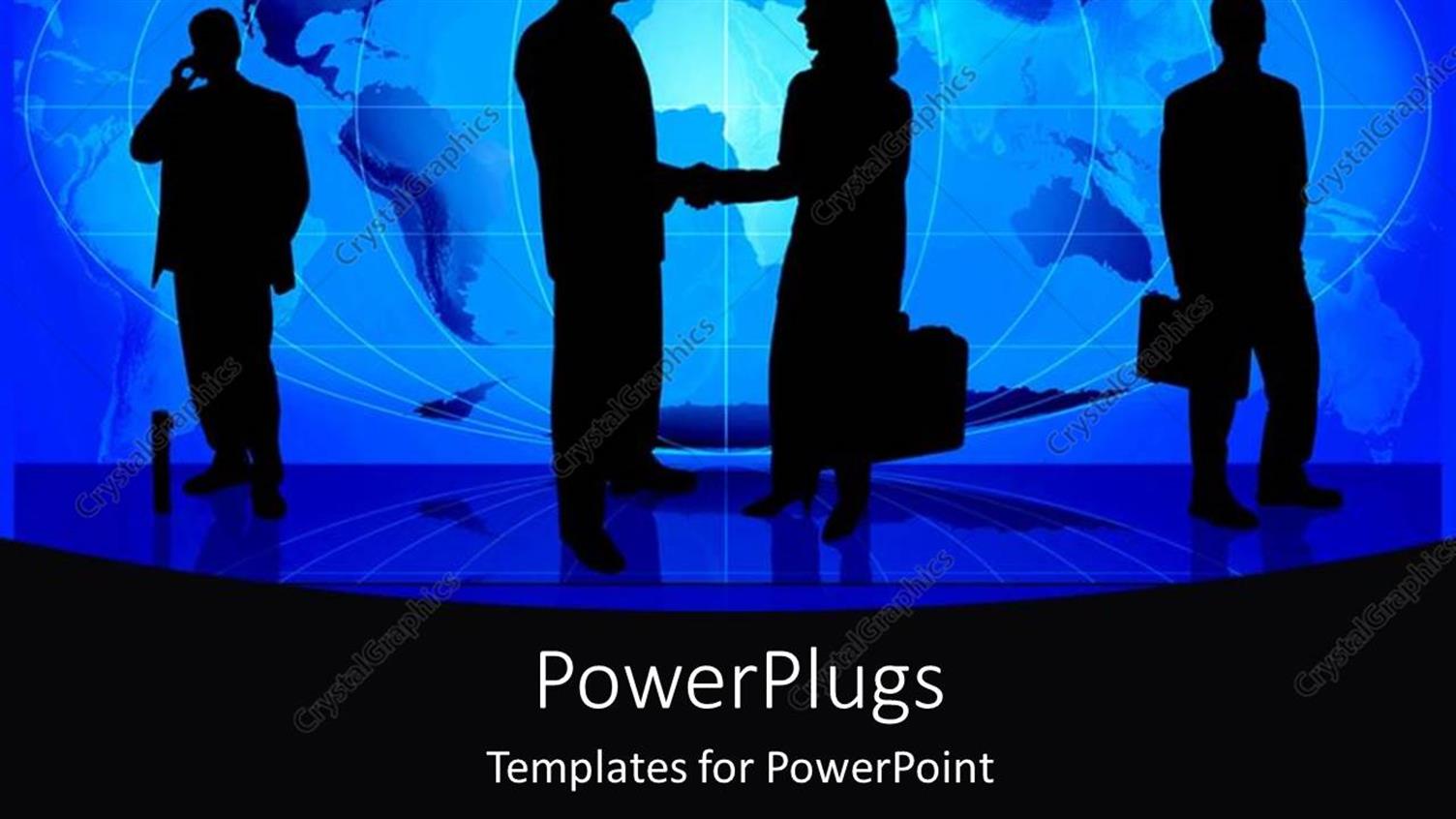 Featuring Silhouette of Business Personnels Shaking Hands in Front of Earth Globe