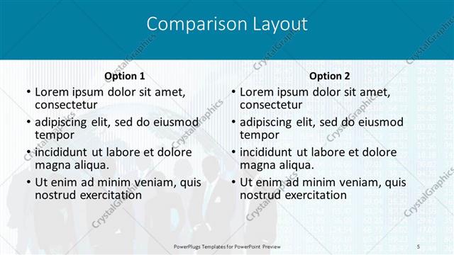 Comparison presentation slide layout