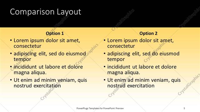 Comparison presentation slide layout
