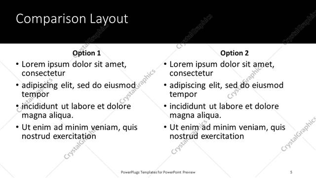 Comparison presentation slide layout