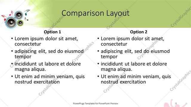 Comparison presentation slide layout