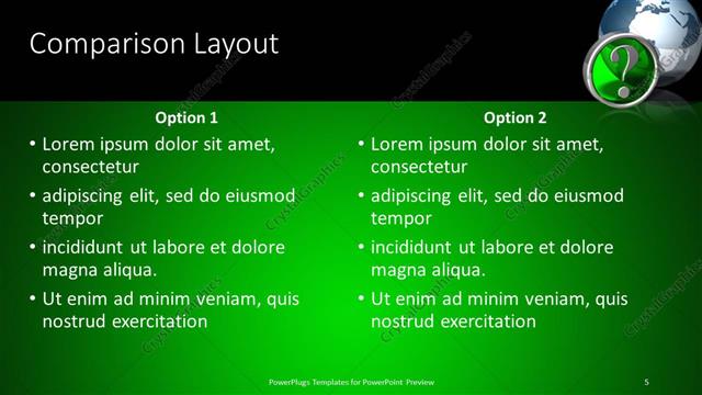 Comparison presentation slide layout