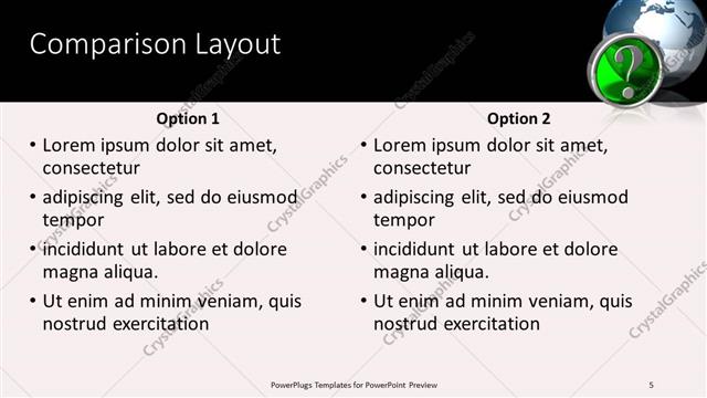 Comparison presentation slide layout