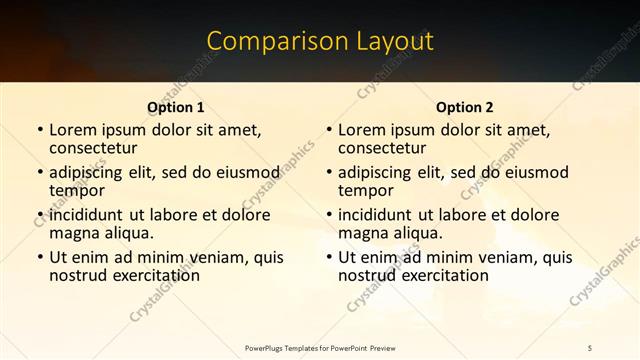 Comparison presentation slide layout
