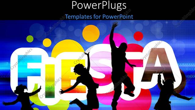  Presentation with fiesta - Silhouette of four people dancing over colorful background