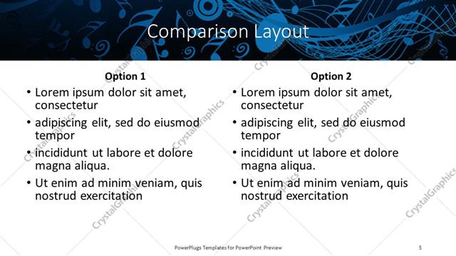 Comparison presentation slide layout