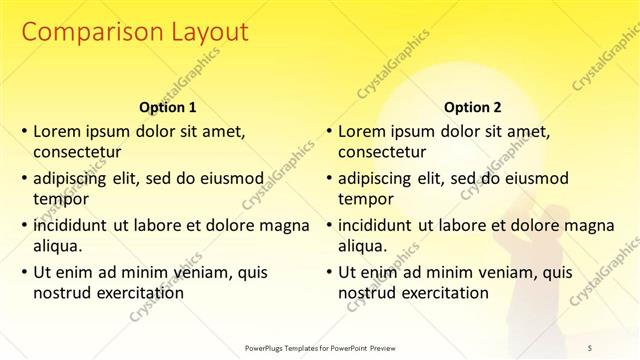 Comparison presentation slide layout