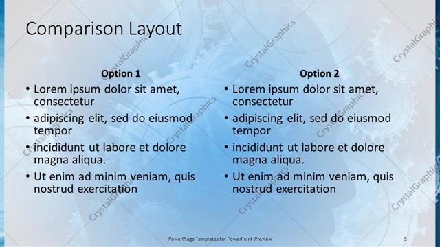 Comparison presentation slide layout