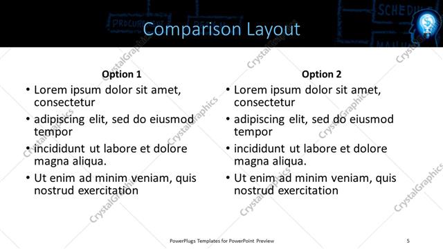Comparison presentation slide layout