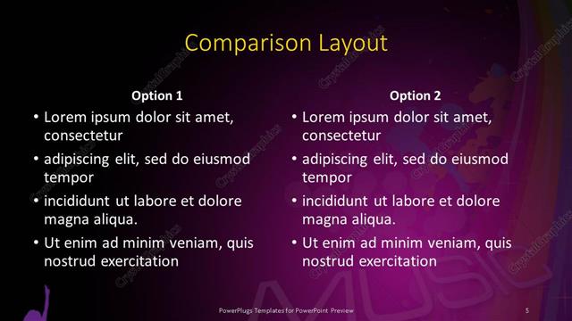 Comparison presentation slide layout