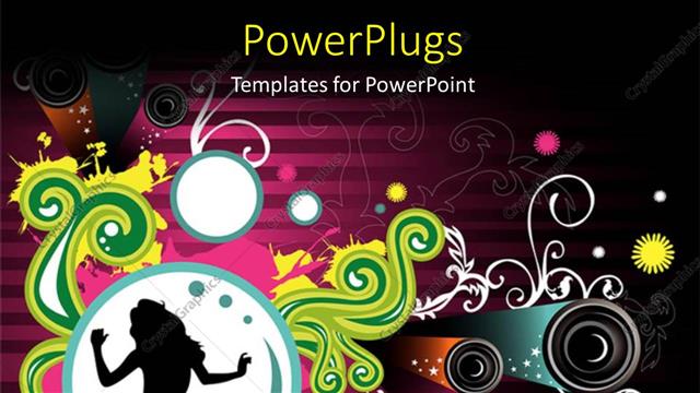  Presentation with design - A silhouette of a lady dancing on an abstract designed background