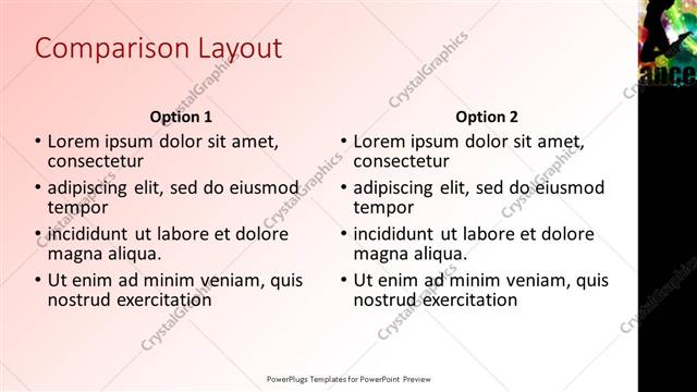 Comparison presentation slide layout