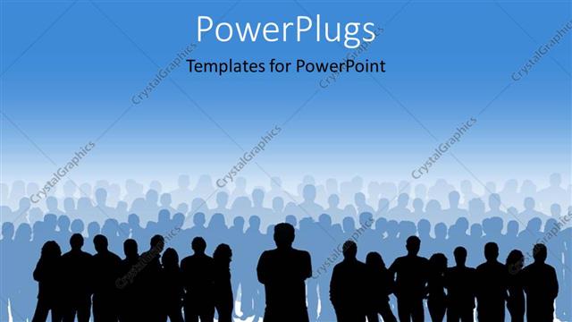  Presentation with leader - A silhouette of lots of people standing on a white background