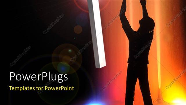  Presentation with white - Silhouette of man with arms reaching up to white cross