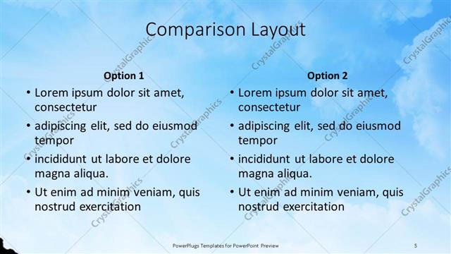 Comparison presentation slide layout