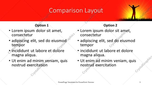 Comparison presentation slide layout