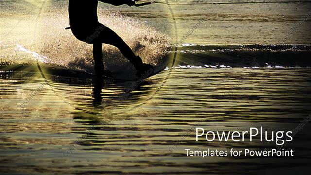  Presentation with skiing - Silhouette of man water skiing at sunset