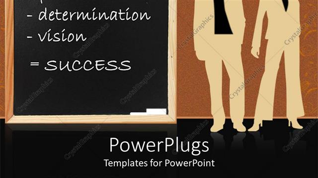  Presentation with success - Silhouette of man and woman beside chalkboard with success recipes written