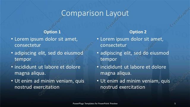 Comparison presentation slide layout