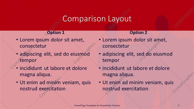 Comparison presentation slide layout