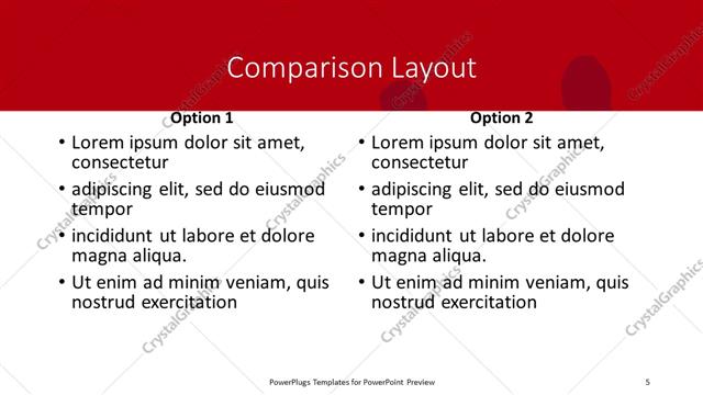Comparison presentation slide layout