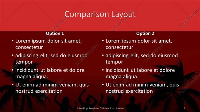 Comparison presentation slide layout