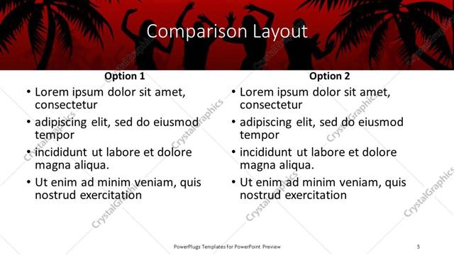 Comparison presentation slide layout